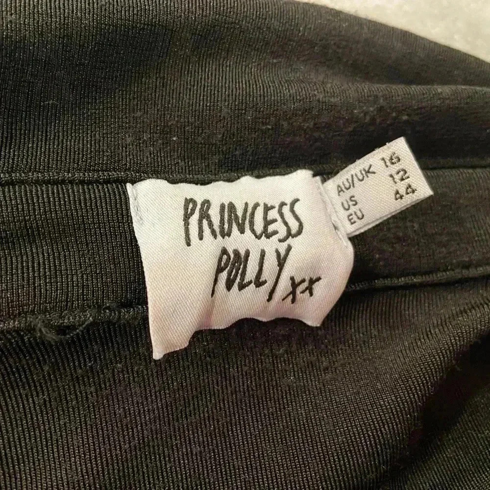 Princess Polly Black Stretchy Snap Front Long Sleeve Collared Top Size 12 - Picture 11 of 11